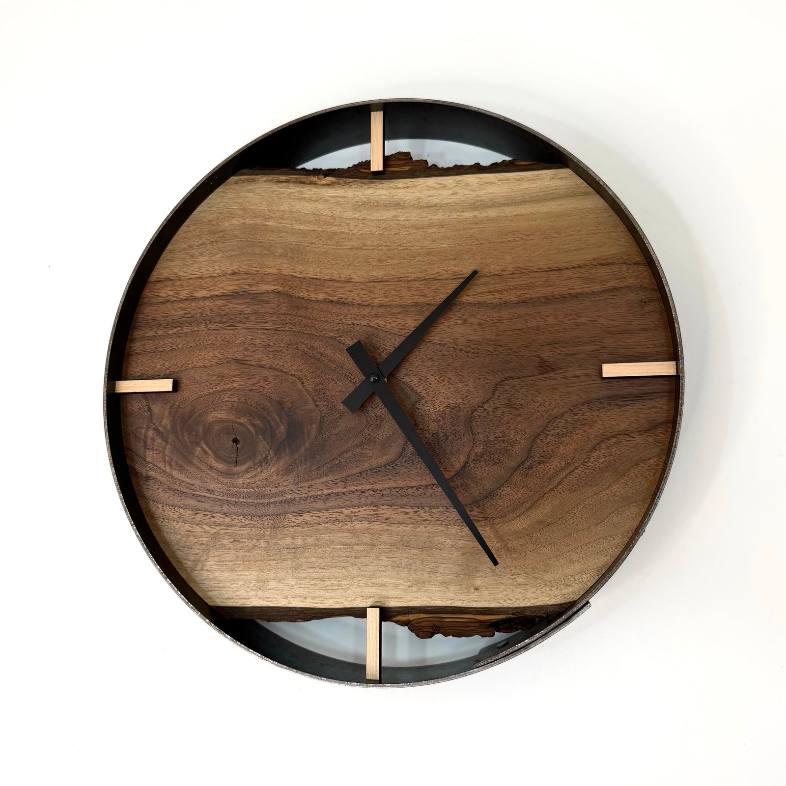 *NEW // 14” Black Walnut Live Edge Wood Wall Clock