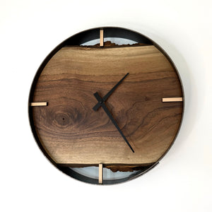 *NEW // 14” Black Walnut Live Edge Wood Wall Clock