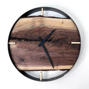 *NEW // 18” Black Walnut Live Edge Wood Wall Clock