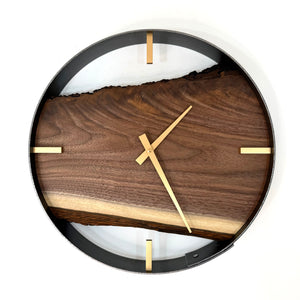 *NEW // 14” Black Walnut Live Edge Wood Wall Clock