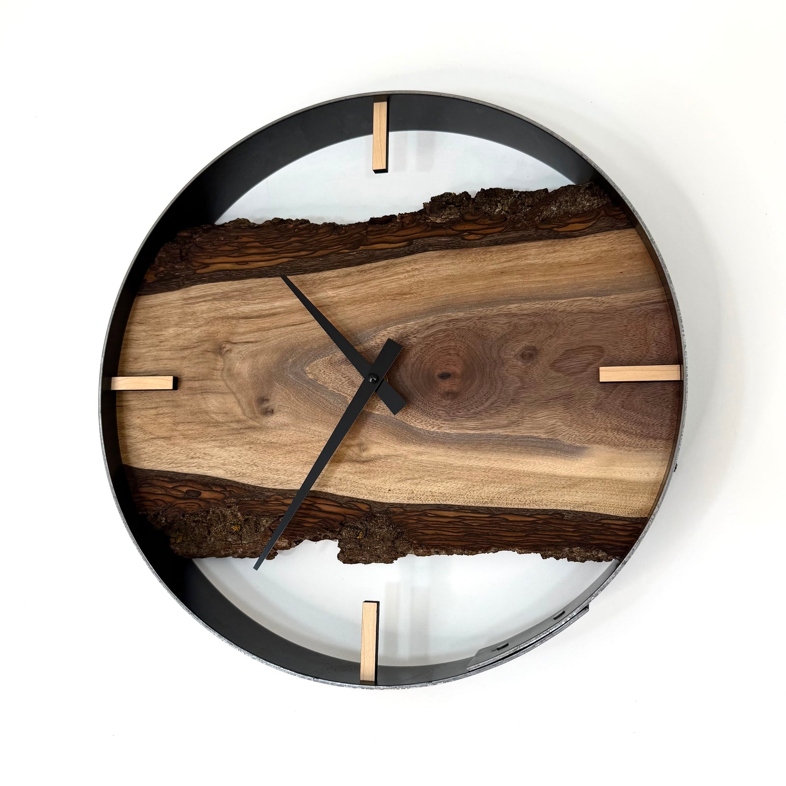 14” Black Walnut Live Edge Wood Wall Clock
