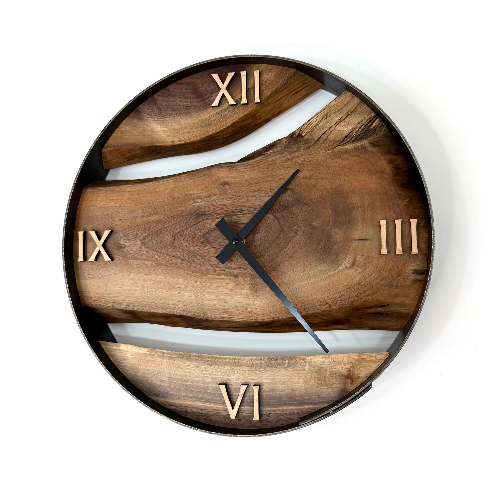 *NEW // 14” Black Walnut Live Edge Wood Wall Clock