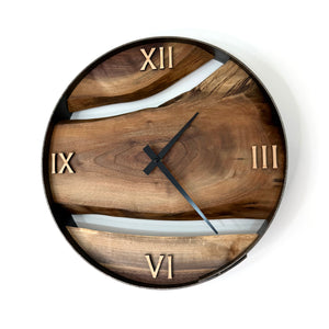 *NEW // 14” Black Walnut Live Edge Wood Wall Clock