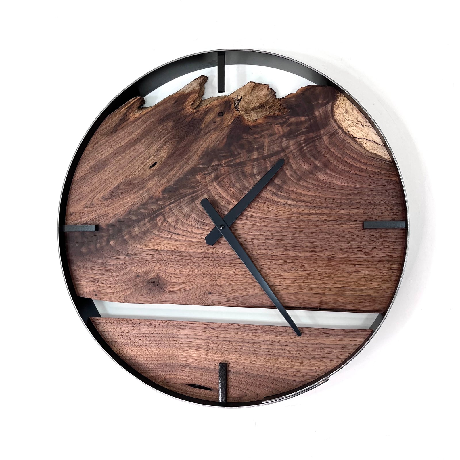 *NEW // 18” Black Walnut Live Edge Wood Clock