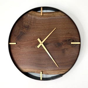 *NEW // 18” Black Walnut Live Edge Wood Wall Clock