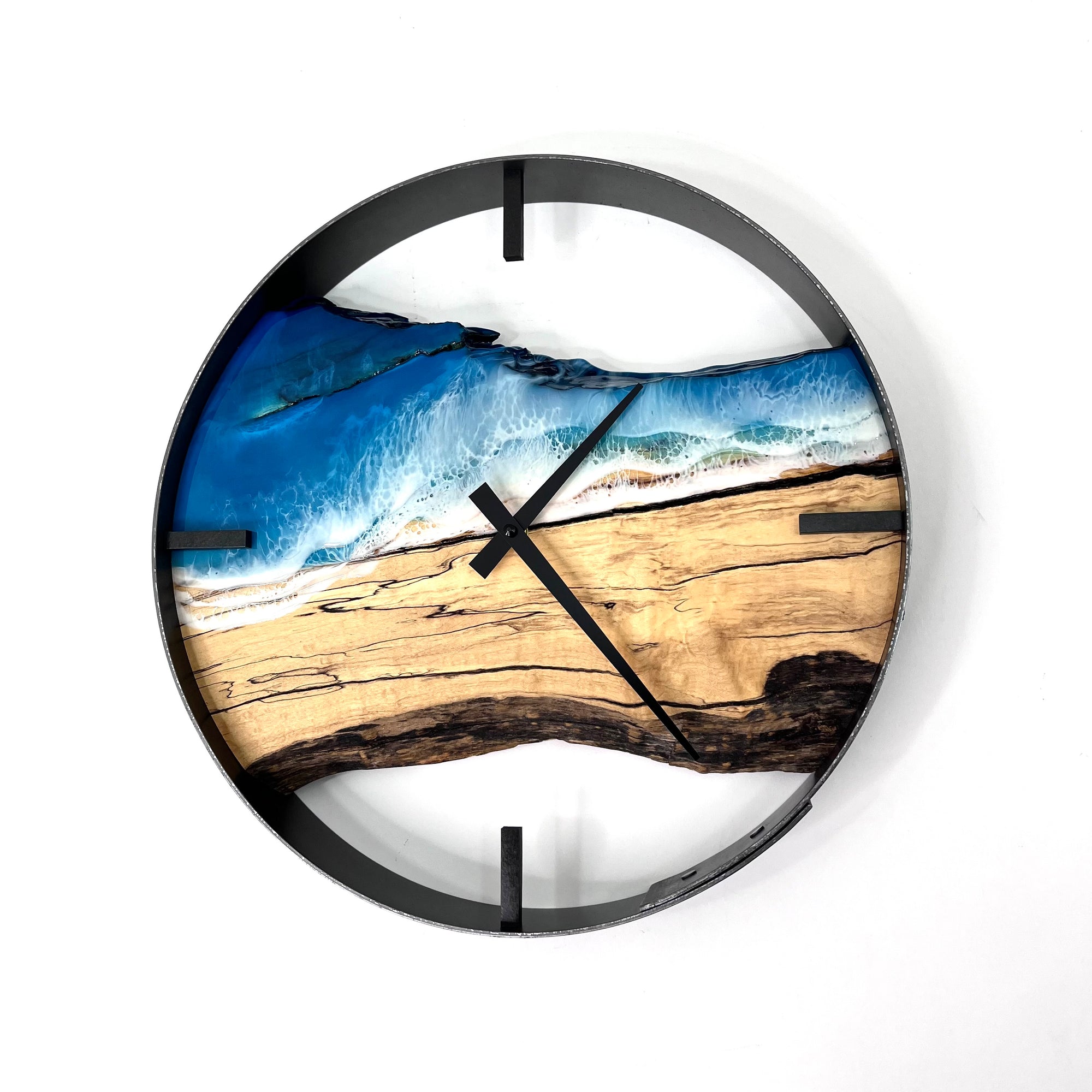 *NEW // 14” Life’s a Beach Live Edge Spalted Maple Wood Wall Clock