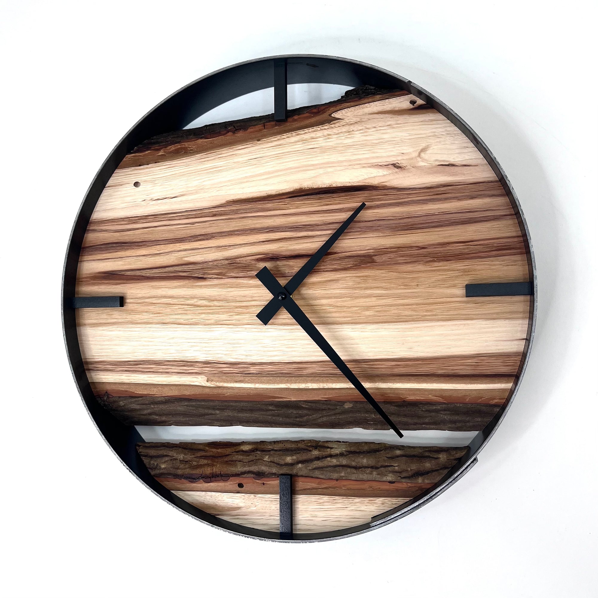 *NEW // 14” Hickory Live Edge Wood Wall Clock