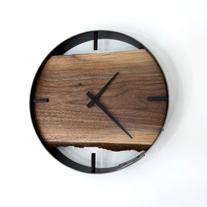 14” Black Walnut Live Edge Wood Wall Clock