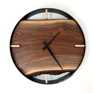 *NEW // 14” Black Walnut Live Edge Wood Wall Clock