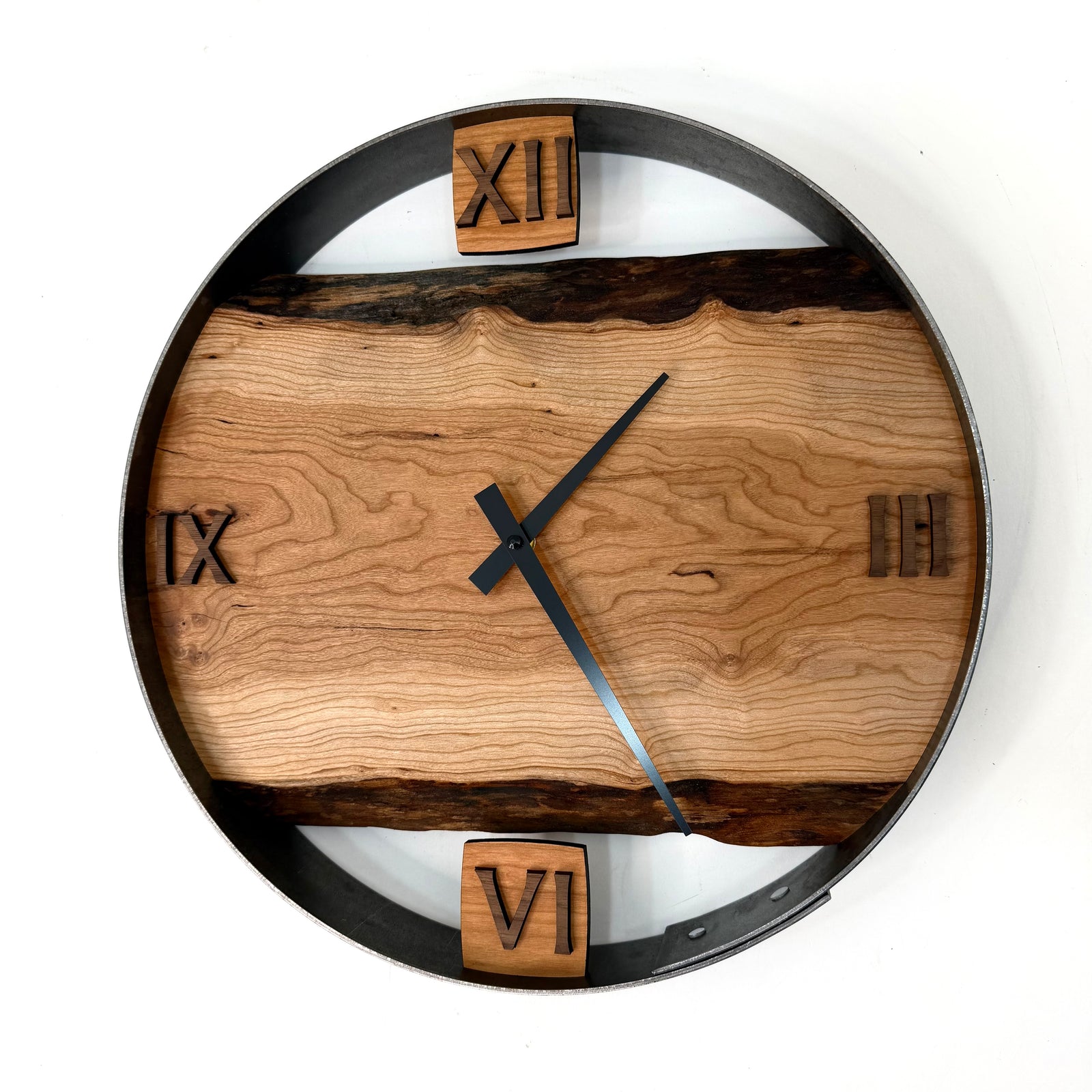 *NEW // 14” Cherry Live Edge Wood Wall Clock