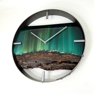 *NEW // 14” Northern Lights Live Edge Black Walnut Wood Wall Clock