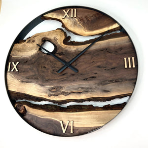 *NEW // 30” Black Walnut Live Edge Wood Wall Clock