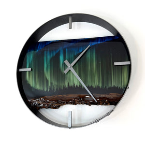 *NEW // 14” Northern Lights Live Edge Black Walnut Wood Wall Clock