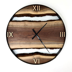 *NEW // 25” Black Walnut Live Edge Wood Clock