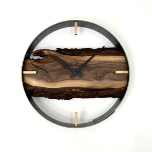 14” Black Walnut Live Edge Wood Wall Clock