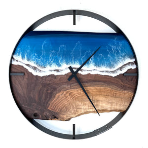 *NEW // 21” Life’s a Beach Live Edge Black Walnut Wall Clock