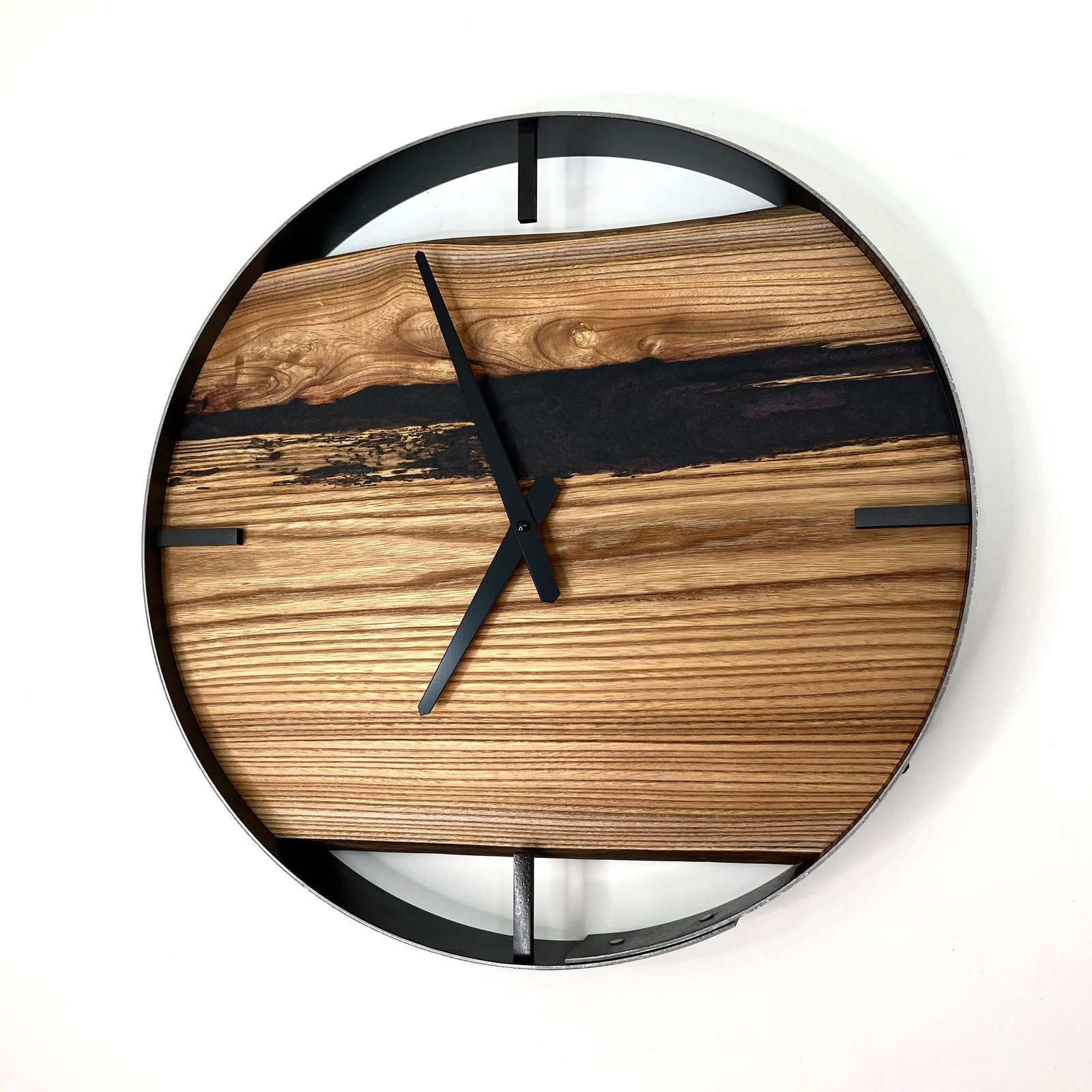 18” Mulberry Live Edge Wood Wall Clock ft. Metallic Orion Epoxy Inlay