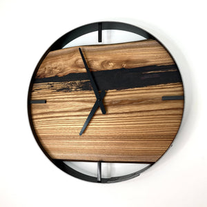 18” Mulberry Live Edge Wood Wall Clock ft. Metallic Orion Epoxy Inlay