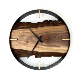 14” Black Walnut Live Edge Wood Wall Clock