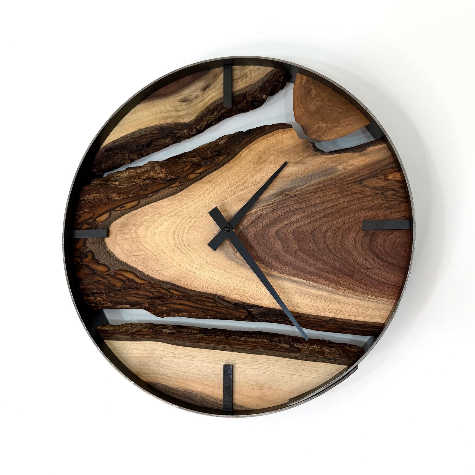 *RESERVED // 14” Black Walnut Live Edge Wood Wall Clock