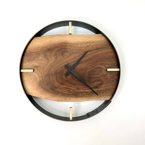 *NEW // 14” Black Walnut Live Edge Wood Wall Clock