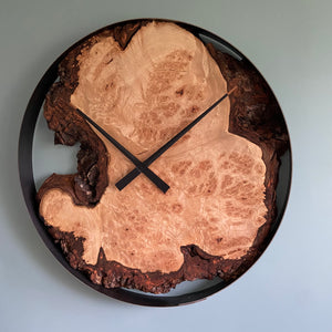 30” Maple Burl Live Edge Wood Clock