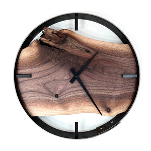 *NEW // 14” Black Walnut Live Edge Wood Wall Clock