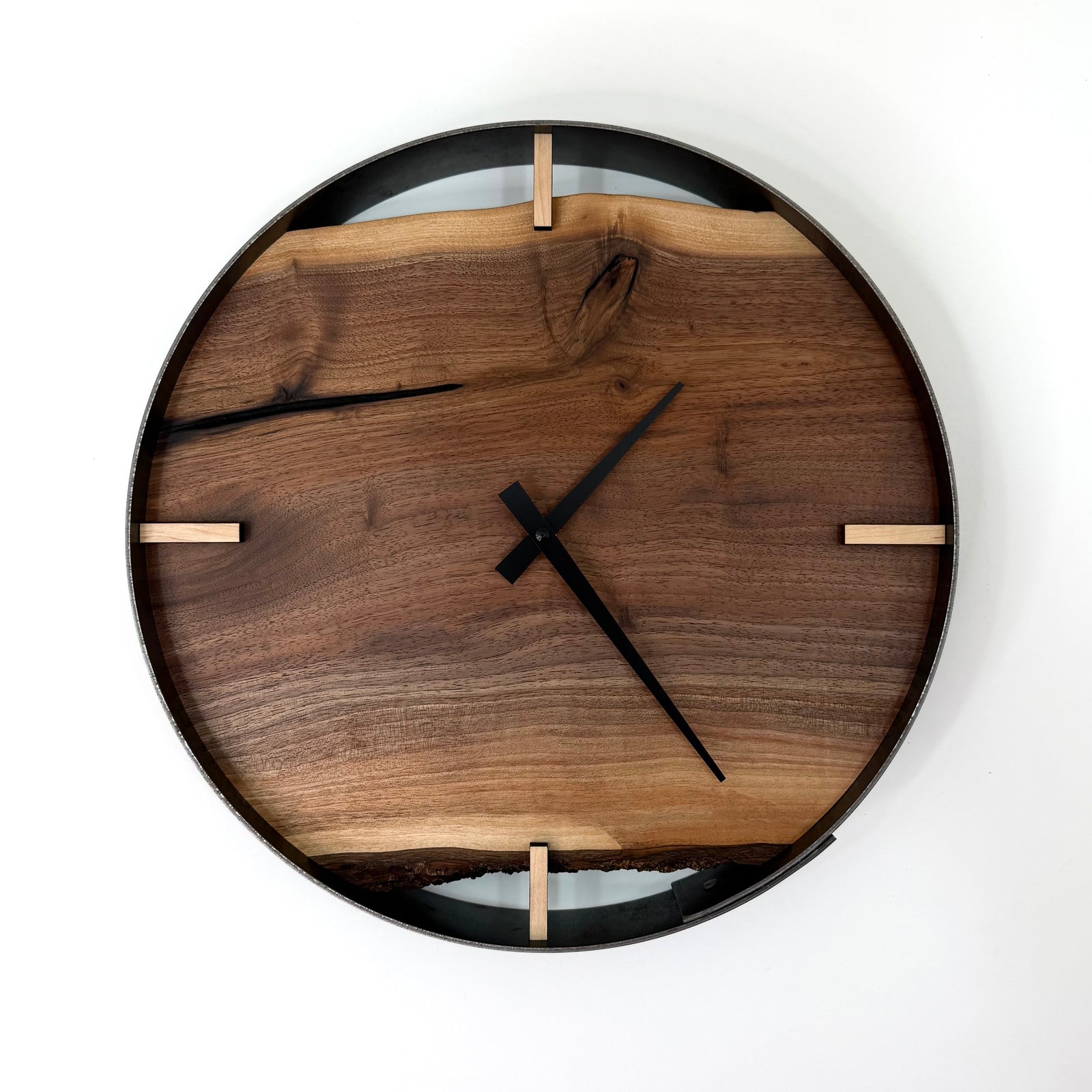 14” Black Walnut Live Edge Wood Wall Clock