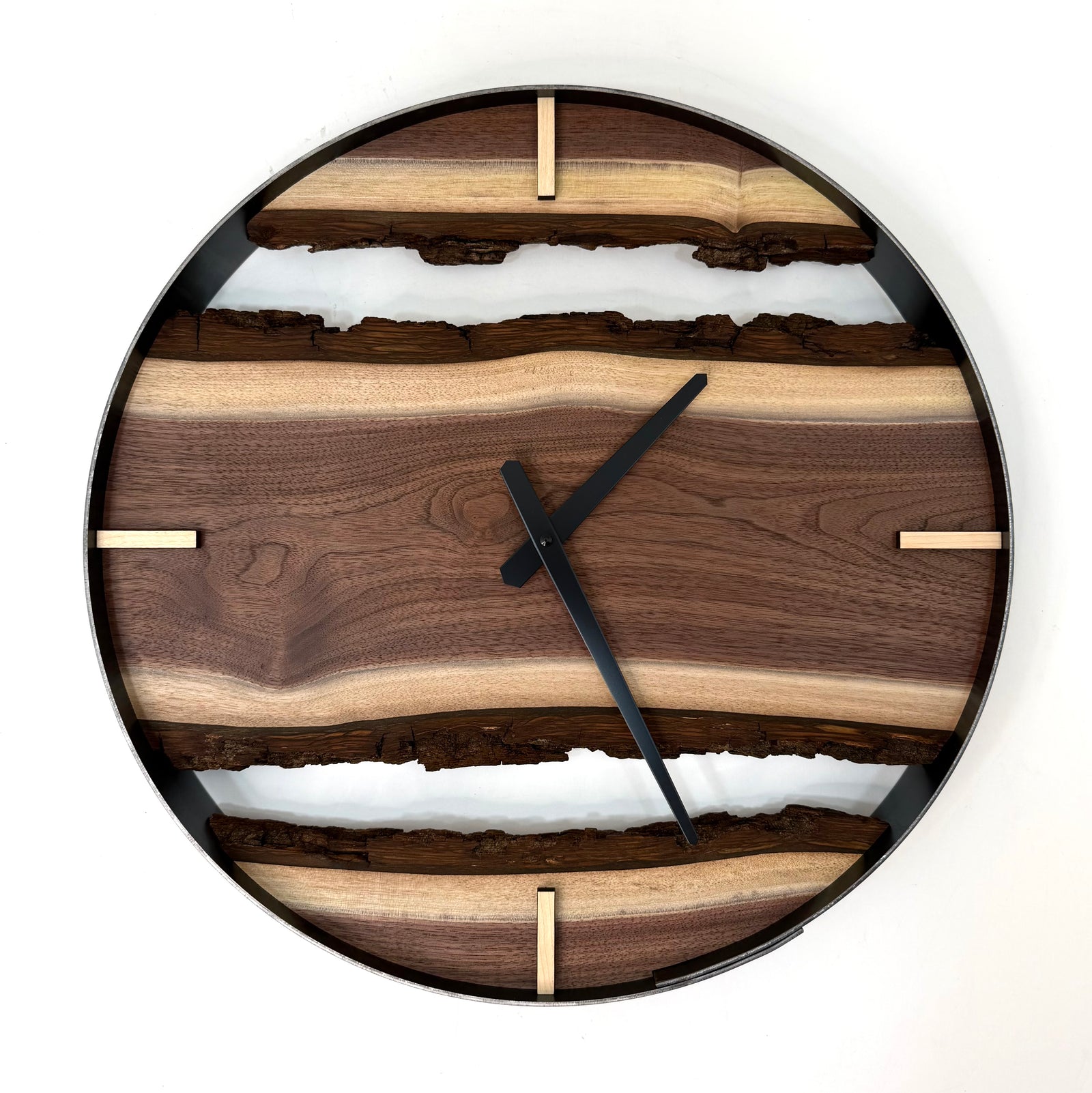 *NEW // 18” Black Walnut Live Edge Wood Clock