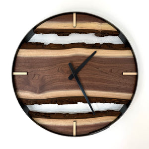 *NEW // 18” Black Walnut Live Edge Wood Clock