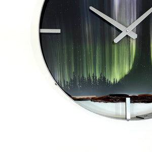 18” Northern Lights Live Edge Black Walnut Wood Wall Clock