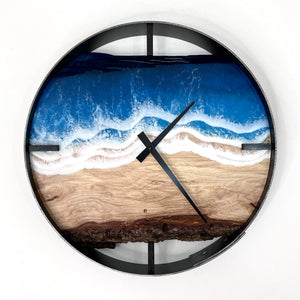 *RESERVED // 14” Life’s a Beach Live Edge Hickory Wood Wall Clock