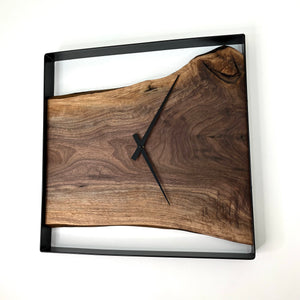 *NEW // 21” Sqwoop Black Walnut Live Edge Wood Clock