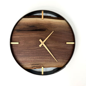 14” Black Walnut Live Edge Wood Wall Clock