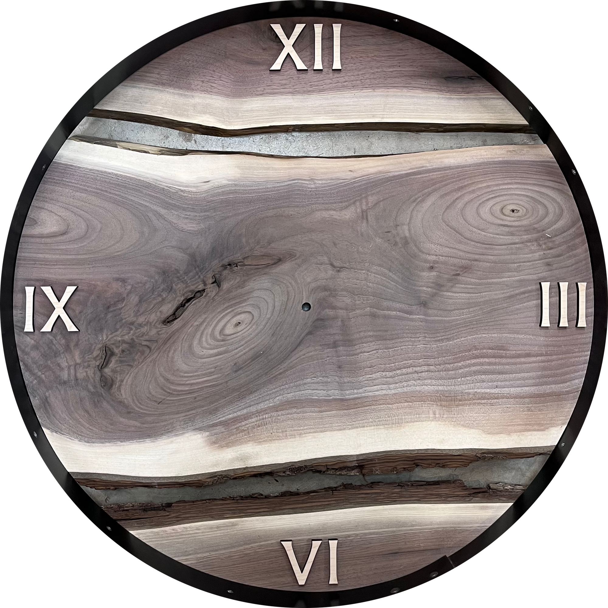 *MADE TO ORDER // 21” Black Walnut Live Edge Wood Clock