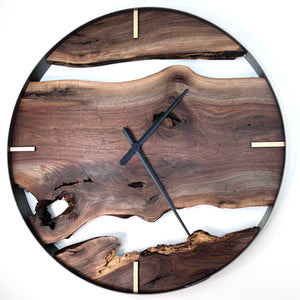 *NEW // 34” Black Walnut Live Edge Wood Wall Clock