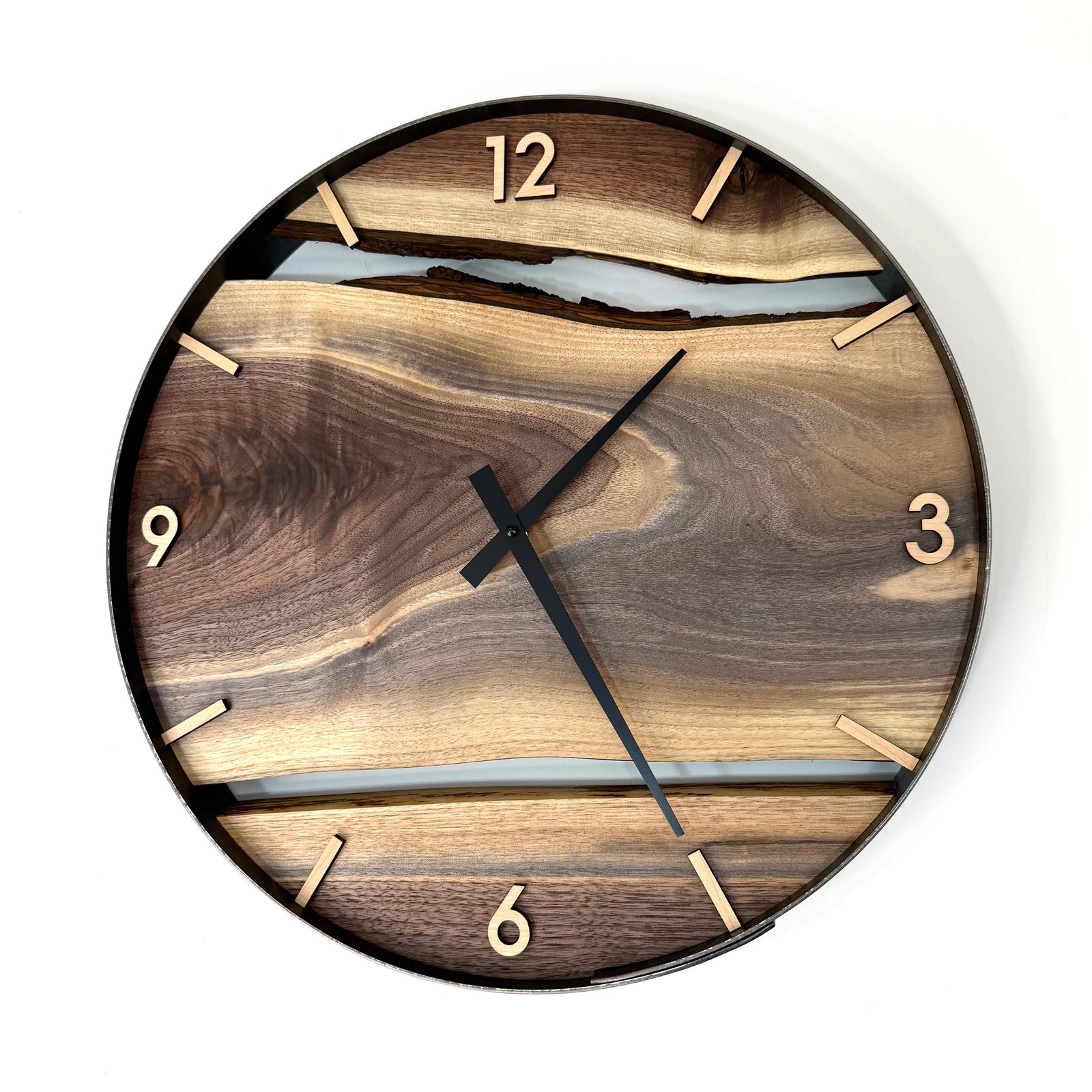 *NEW // 18” Black Walnut Live Edge Wood Clock