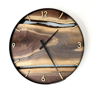 *NEW // 18” Black Walnut Live Edge Wood Clock