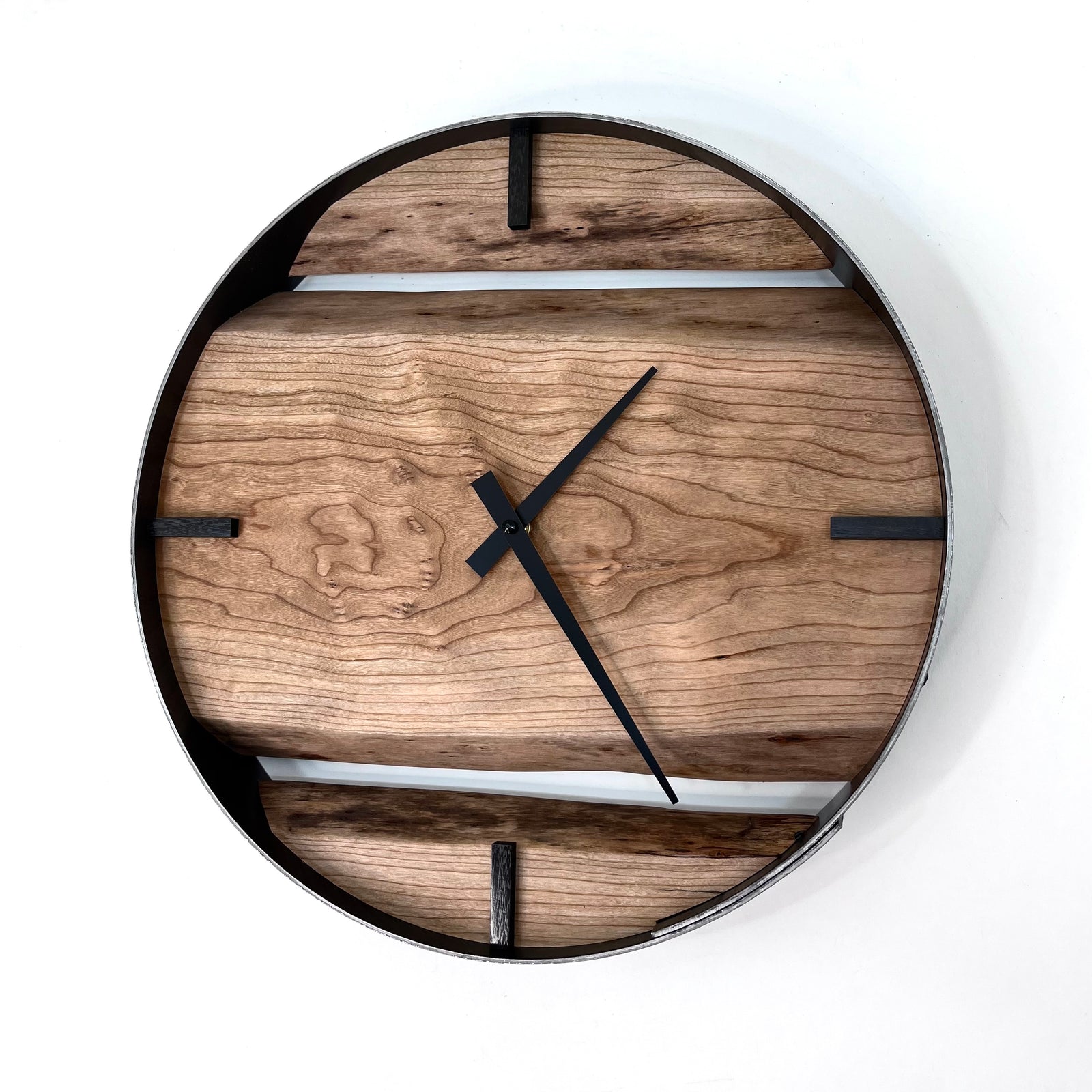 *NEW // 14” Cherry Live Edge Wood Wall Clock