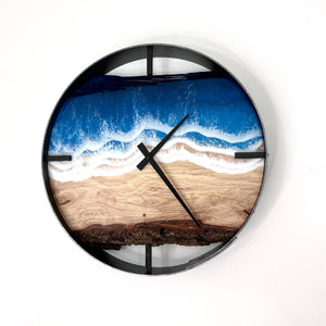 *RESERVED // 14” Life’s a Beach Live Edge Hickory Wood Wall Clock