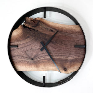 *NEW // 14” Black Walnut Live Edge Wood Wall Clock