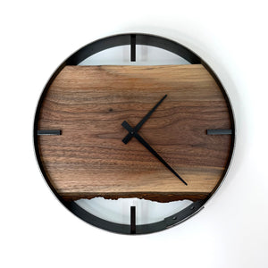 14” Black Walnut Live Edge Wood Wall Clock