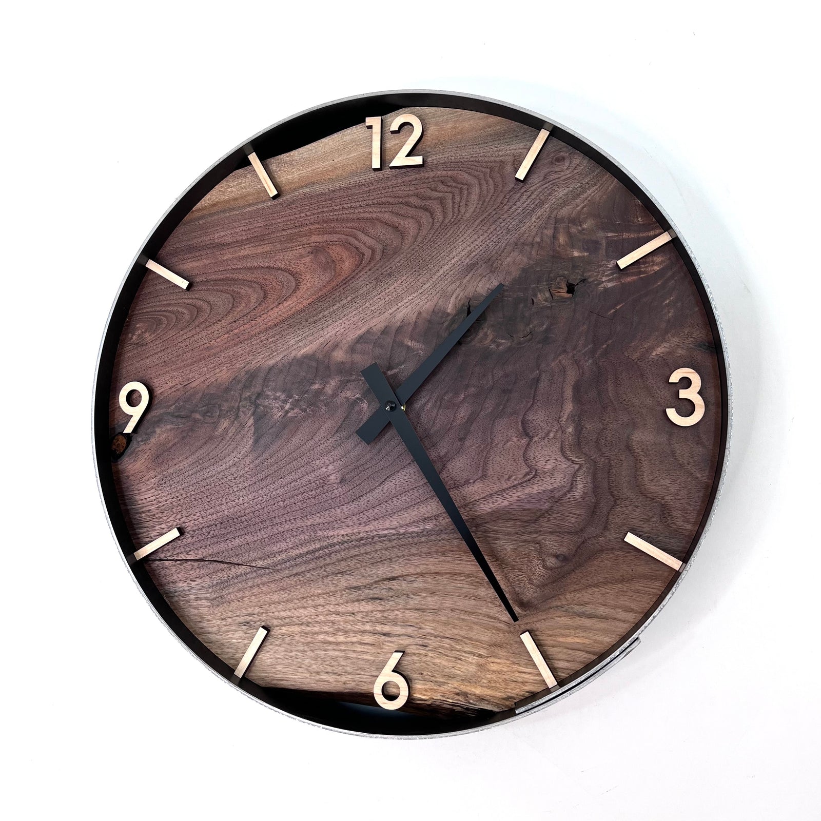 *NEW // 14” Black Walnut Live Edge Wood Wall Clock