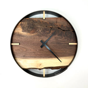 14” Black Walnut Live Edge Wood Wall Clock