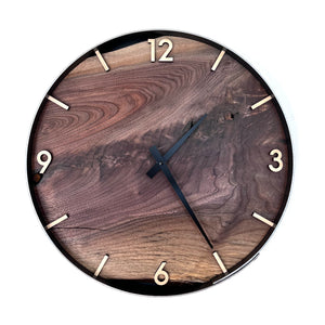 *NEW // 14” Black Walnut Live Edge Wood Wall Clock
