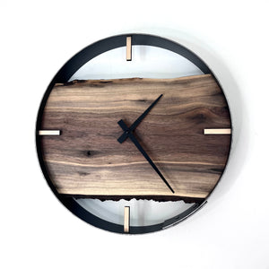 *NEW // 14” Black Walnut Live Edge Wood Wall Clock