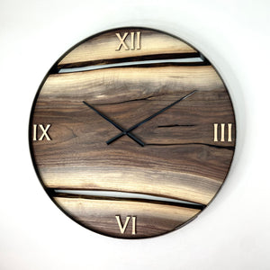 *NEW // 25” Black Walnut Live Edge Wood Clock