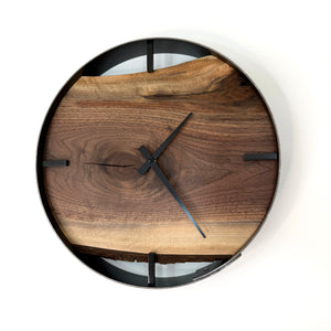 14” Black Walnut Live Edge Wood Wall Clock
