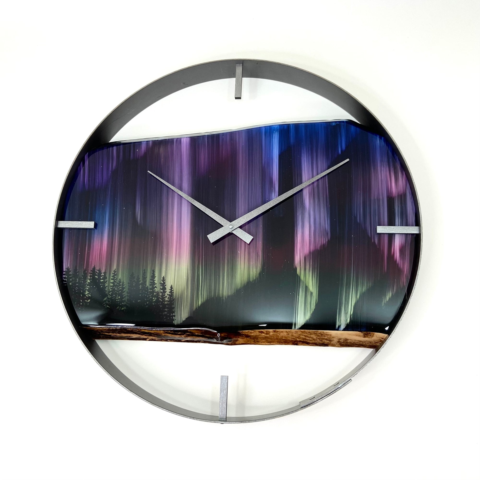 *NEW // 21” Northern Lights Live Edge Black Walnut Wood Wall Clock