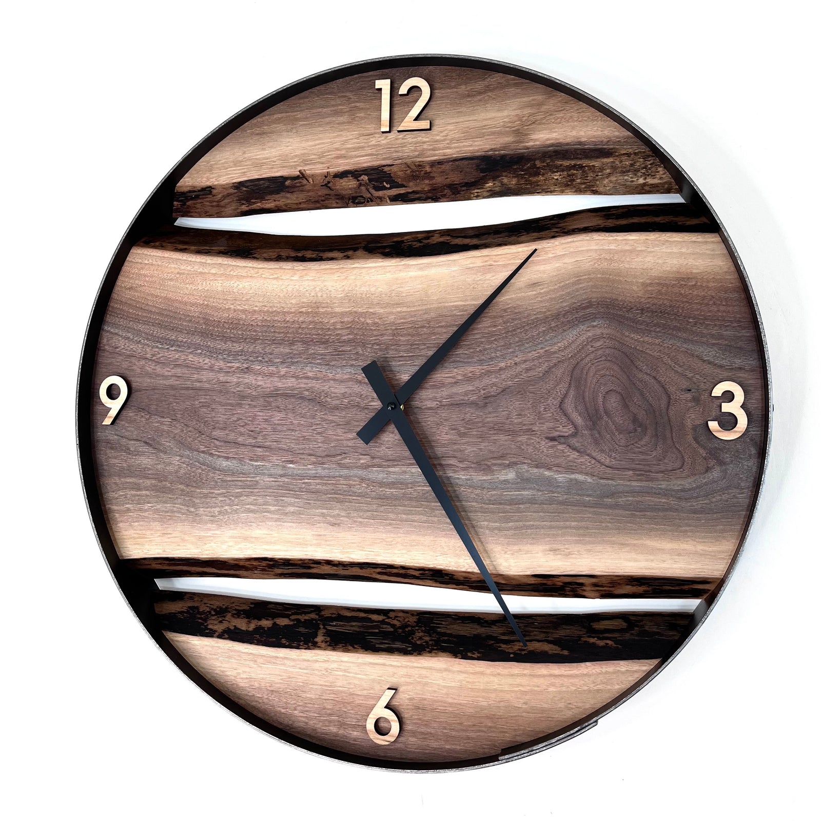 *NEW // 21” Black Walnut Live Edge Wood Clock